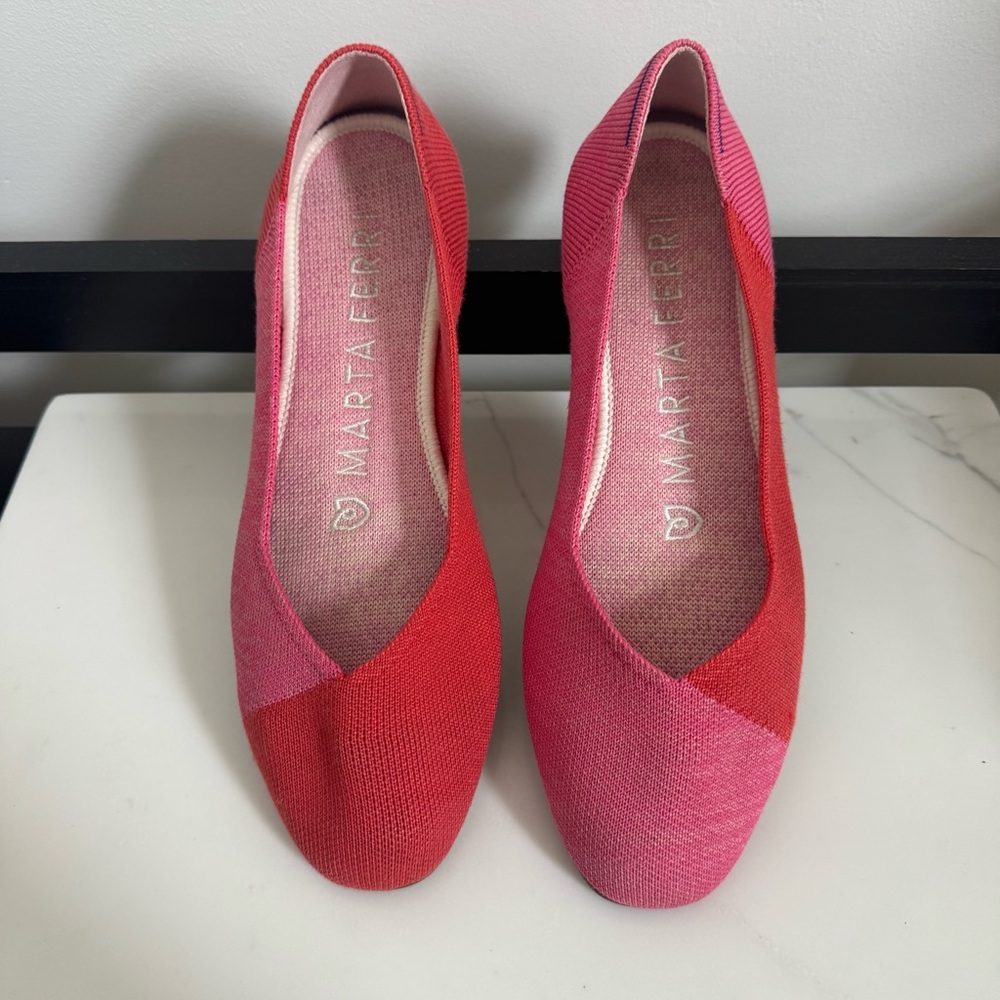 Rothy’s Marta Ferri Block Flats in Flame Azalea Size 8